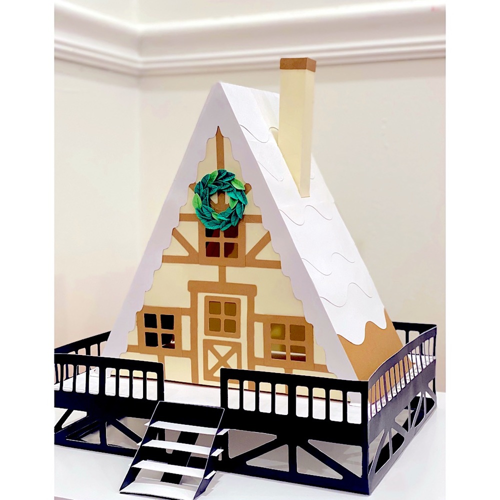 3D A-Frame Cabine Christmas Village Decor
